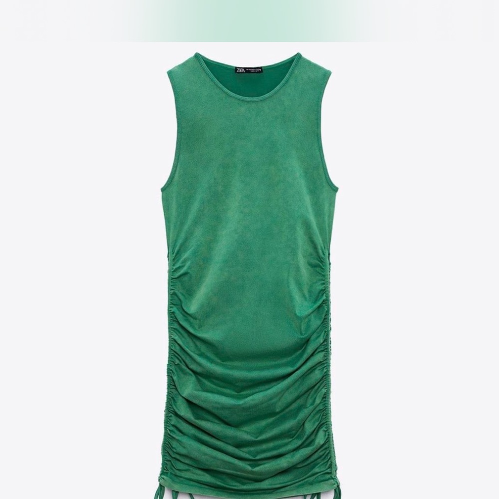 Zara Green Ruched Mini Dress